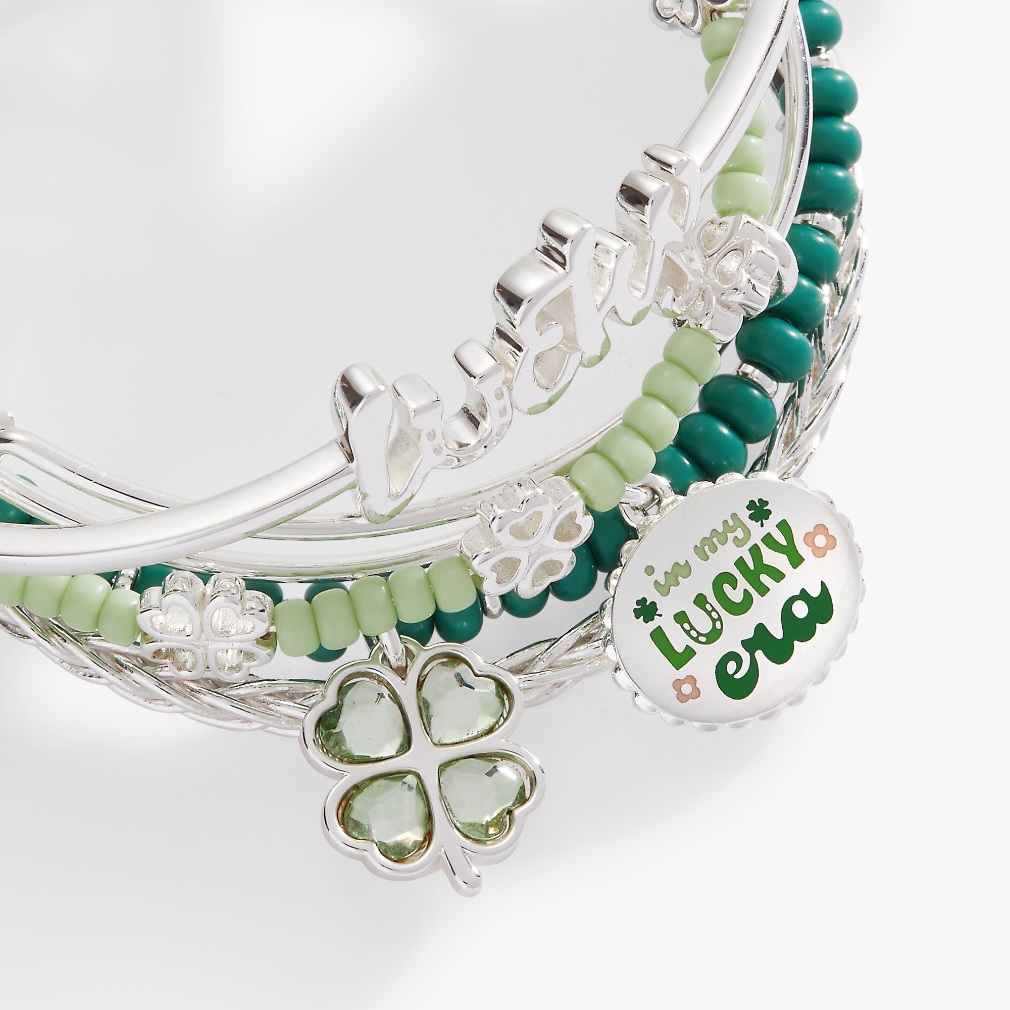 Lucky Four-Leaf Clover Bangle Set of 5
