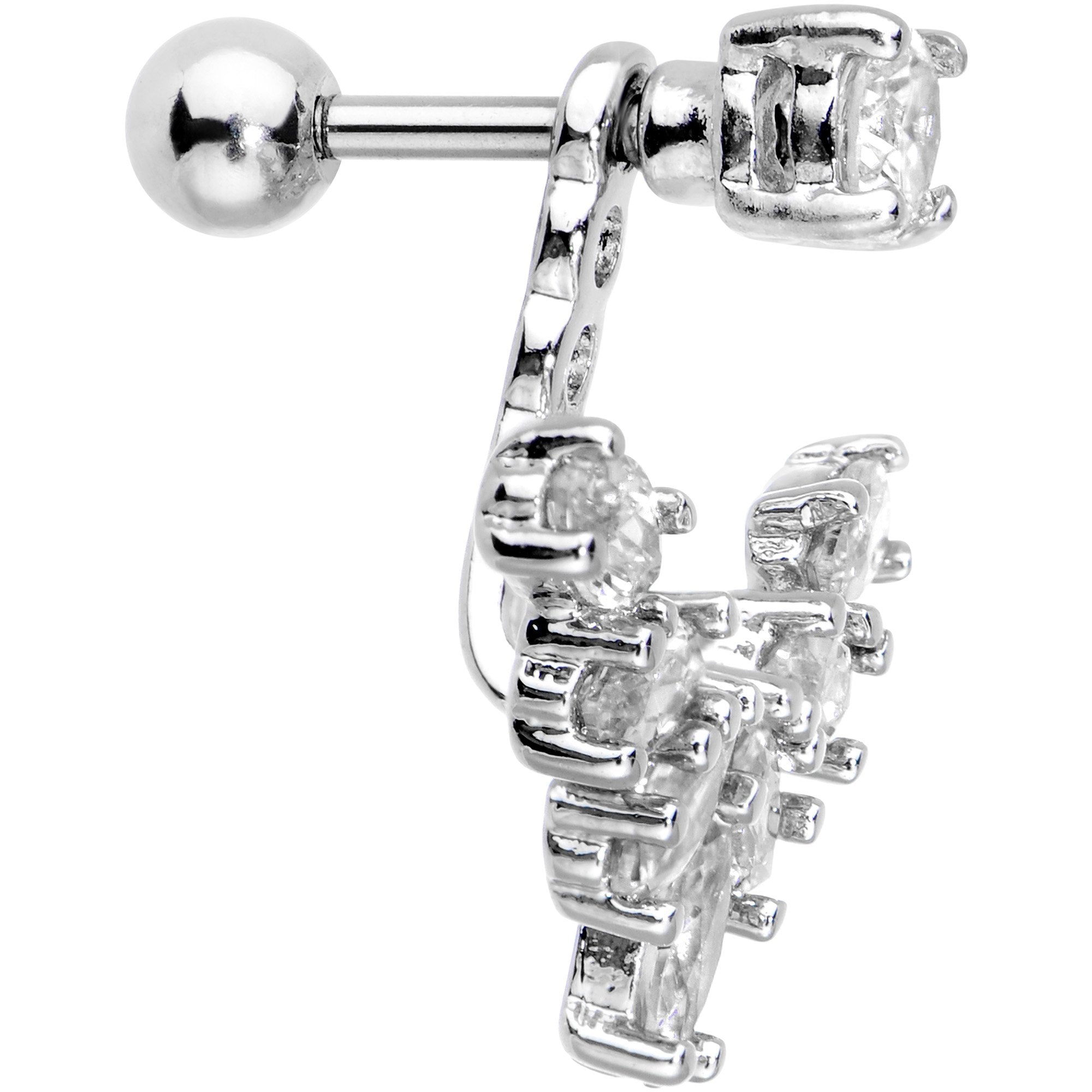 1/4 Clear Gem Darling Fan Dangle Cartilage Tragus Piercing