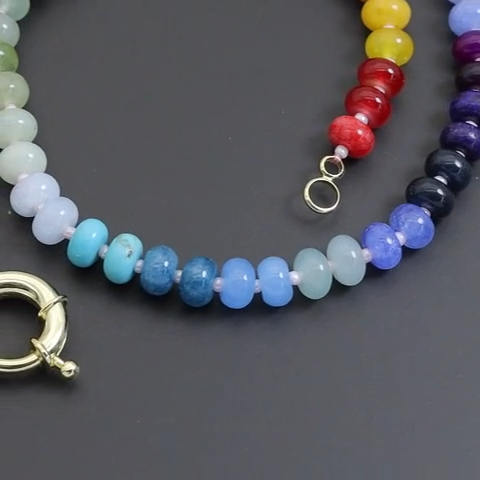 Natural Roundelle Gemstone Rainbow necklace, SKU# EF762