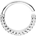 16G Rhodium Plated Half Paved Groove Seamless Circular Ring