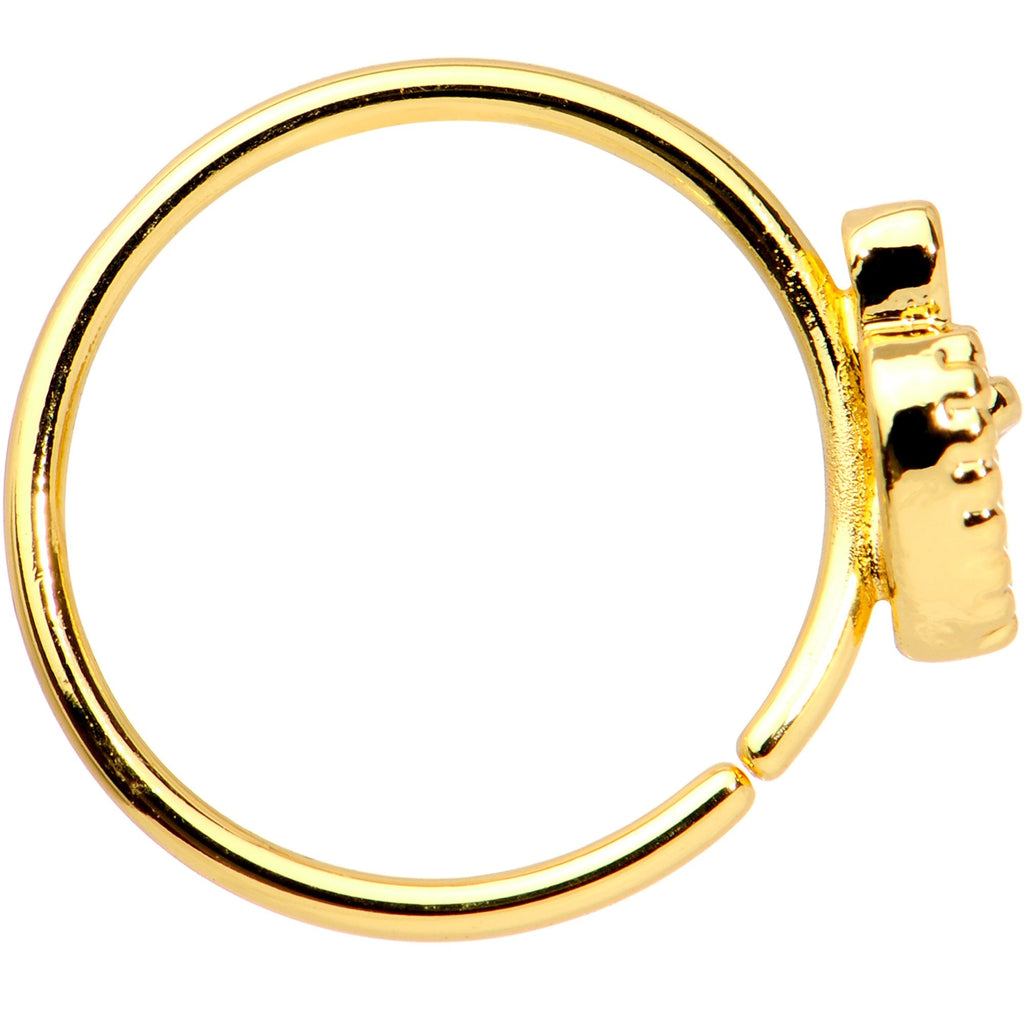 20G 3/8 Clear CZ Gem Gold PVD Heart Seamless Circular Ring